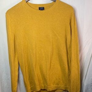 J. Crew Men's Mustard Yellow 100% Cotton Crewneck Sweater